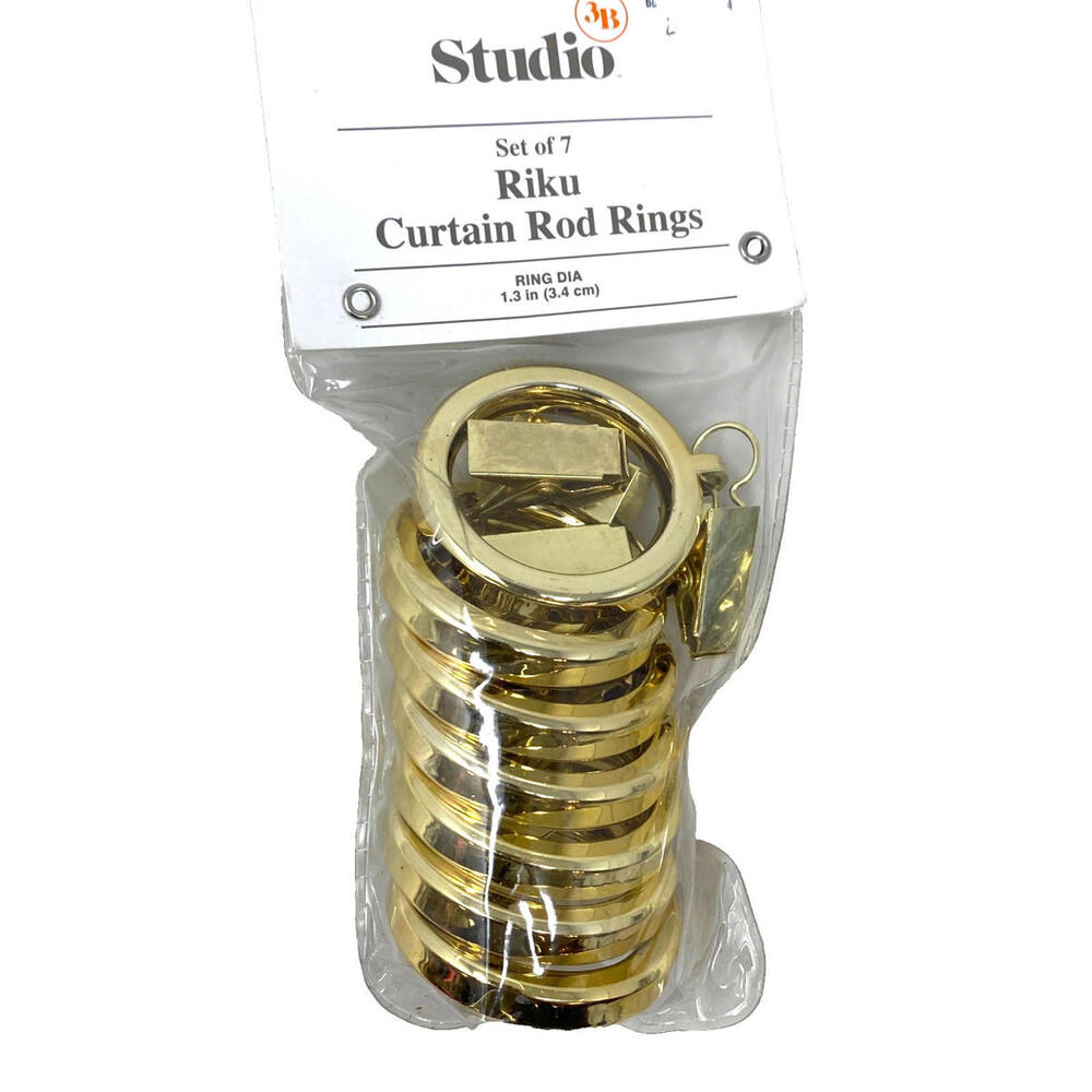 Studio Set Of 7 Riku Curtain Rod Rings: Ring Dia 1.3in/3.4cm Pol Brass